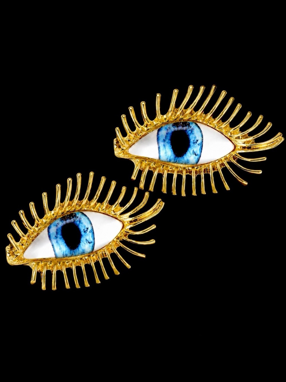 “Blue-Eyed Girl” Realistic Realism Eyeball Evil Eye Protection Gold Eyelash Stud